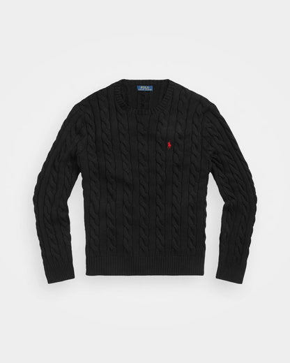Polo Cable-Knit Cotton Sweater