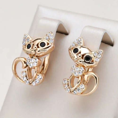 Elegant Zirconia Cat Earrings