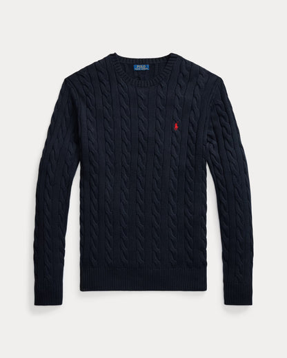 Polo Cable-Knit Cotton Sweater