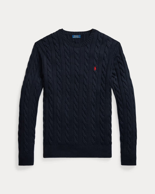 Polo Cable-Knit Cotton Sweater